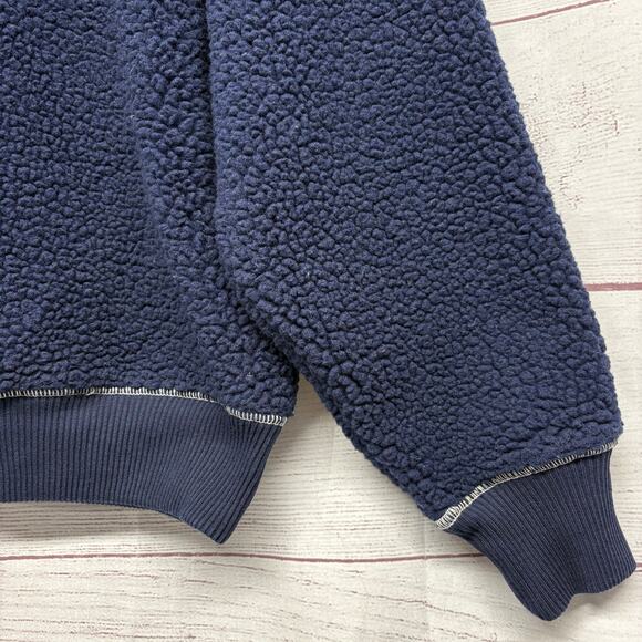 JW Anderson UNIQLO Blue Reversible Sherpa Fleece Crew Neck Sweatshirt Size M - Picture 3 of 11